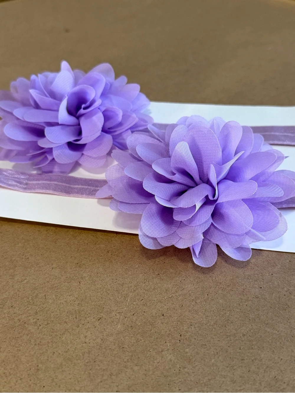 Lavender floral elastic headbands for girls pack of 2